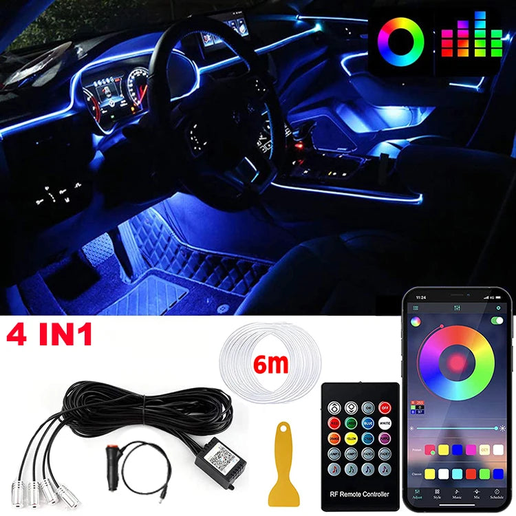 RGB LED Car Interior Ambient Lights Kit