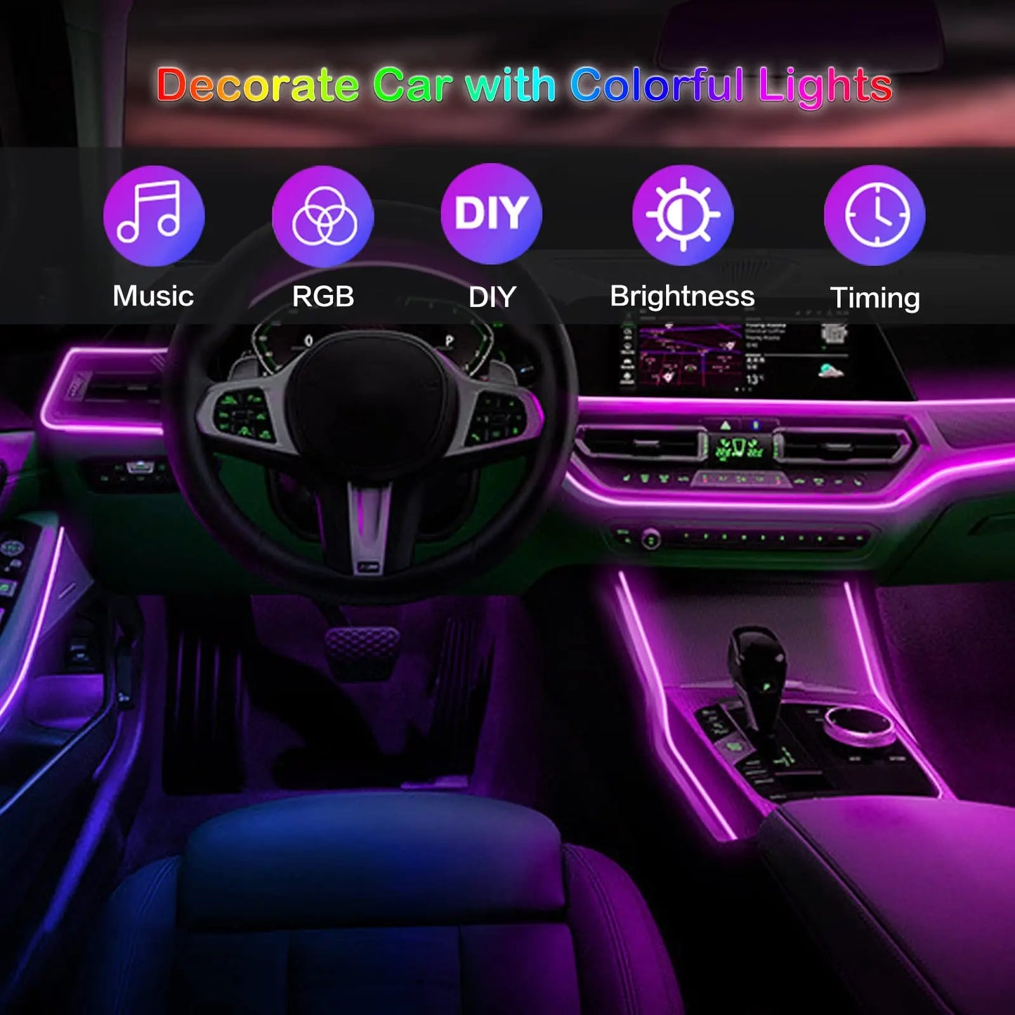 RGB LED Car Interior Ambient Lights Kit