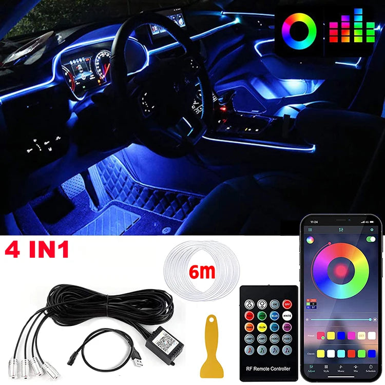 RGB LED Car Interior Ambient Lights Kit